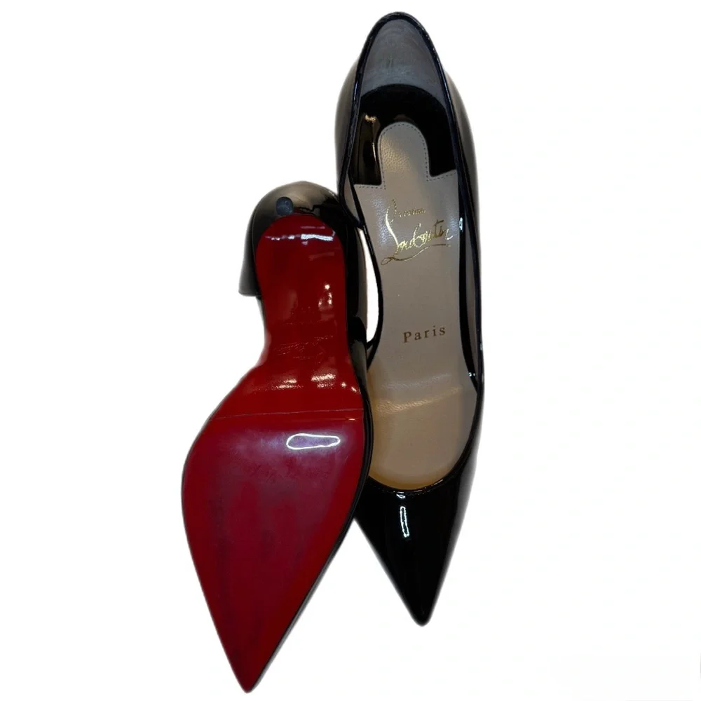 Christian Louboutin Iriza Glossy Black Heels with Iconic Red Soles - Picture 11 of 13